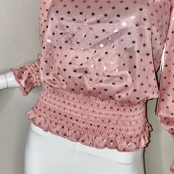 NEW PINK METALLIC POLKA DOT L/S TURTLENECK TOP! - Picture 6 of 8